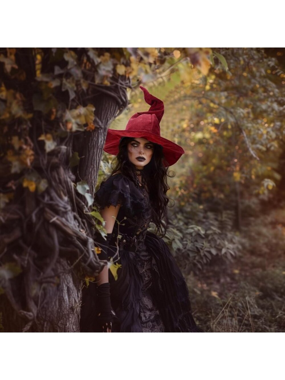Women's Wine Halloween Wizard Witch Hats Cosplay Costume Accessory For Party - Picture 7 of 7